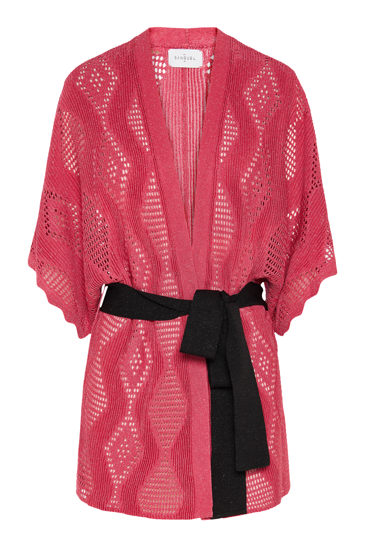 SanguelSiyah Kuşaklı Pembe Kaftan