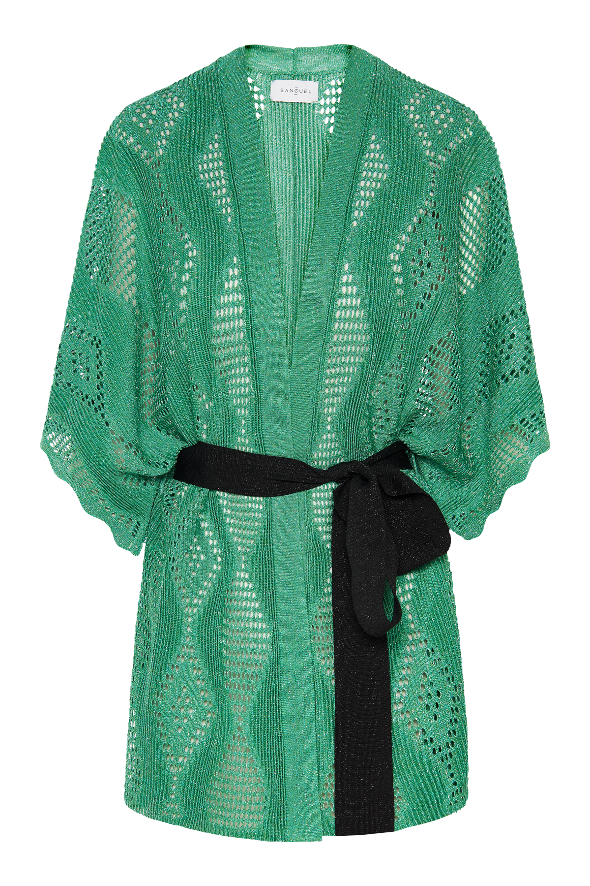 SanguelSiyah Kuşaklı Yeşil Kaftan