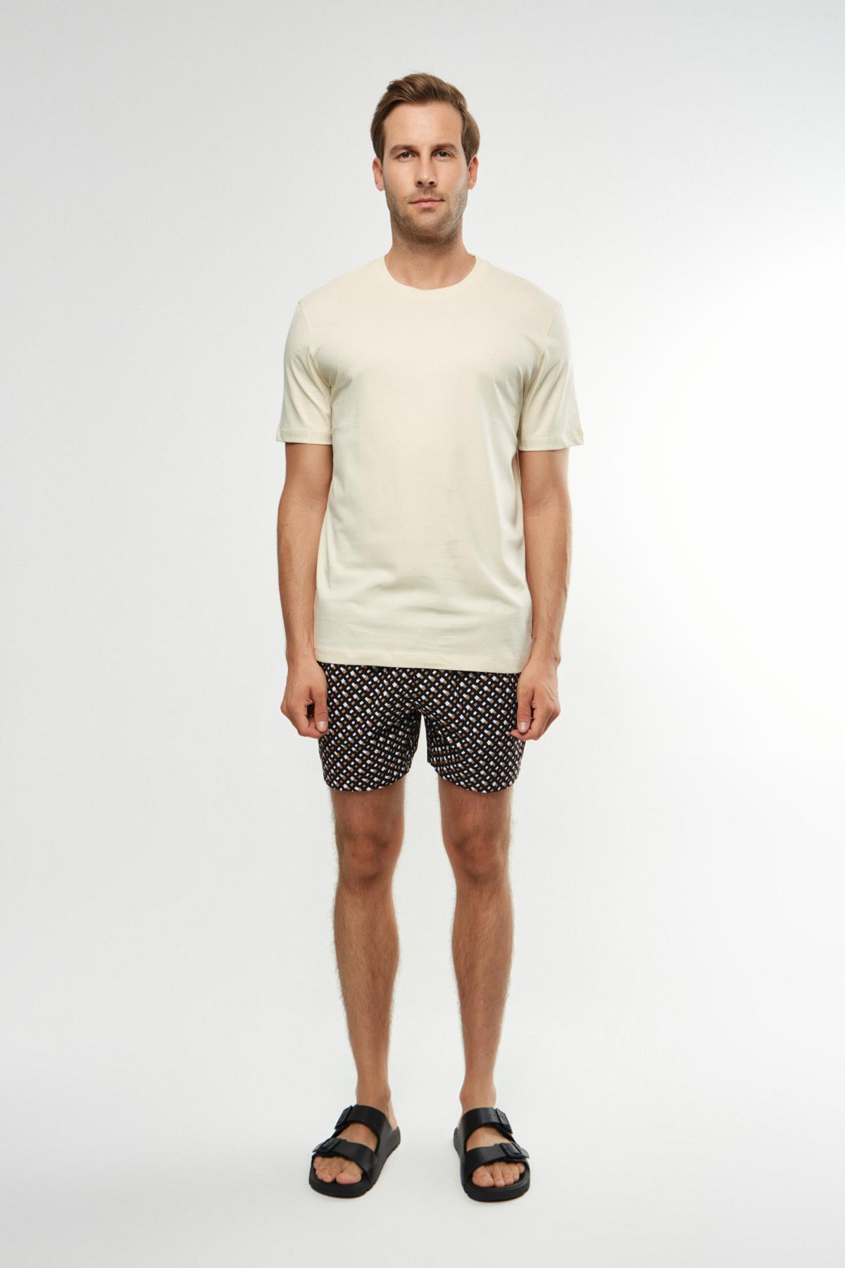 BossAçık Sarı Bisiklet Yaka Basic T-shirt