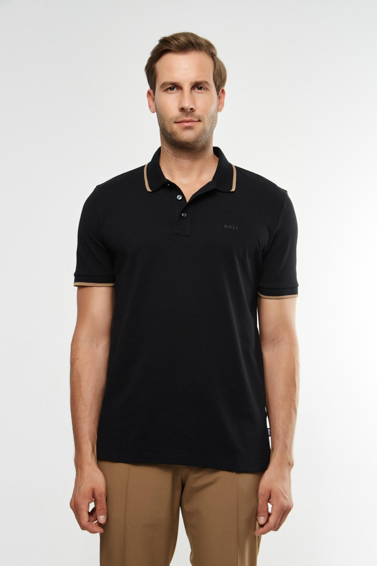 BossLacivert Yaka Detaylı Polo Yaka T-shirt