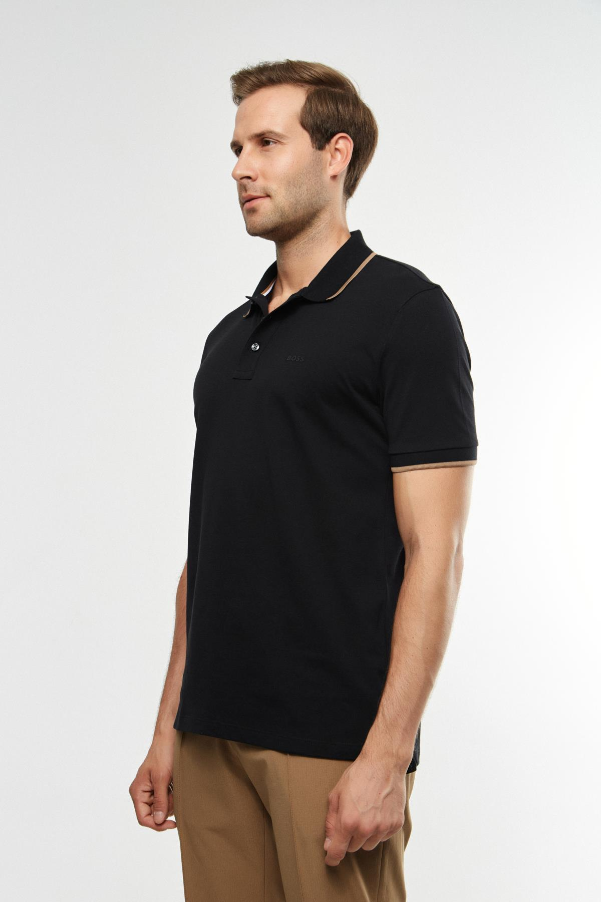 BossLacivert Yaka Detaylı Polo Yaka T-shirt