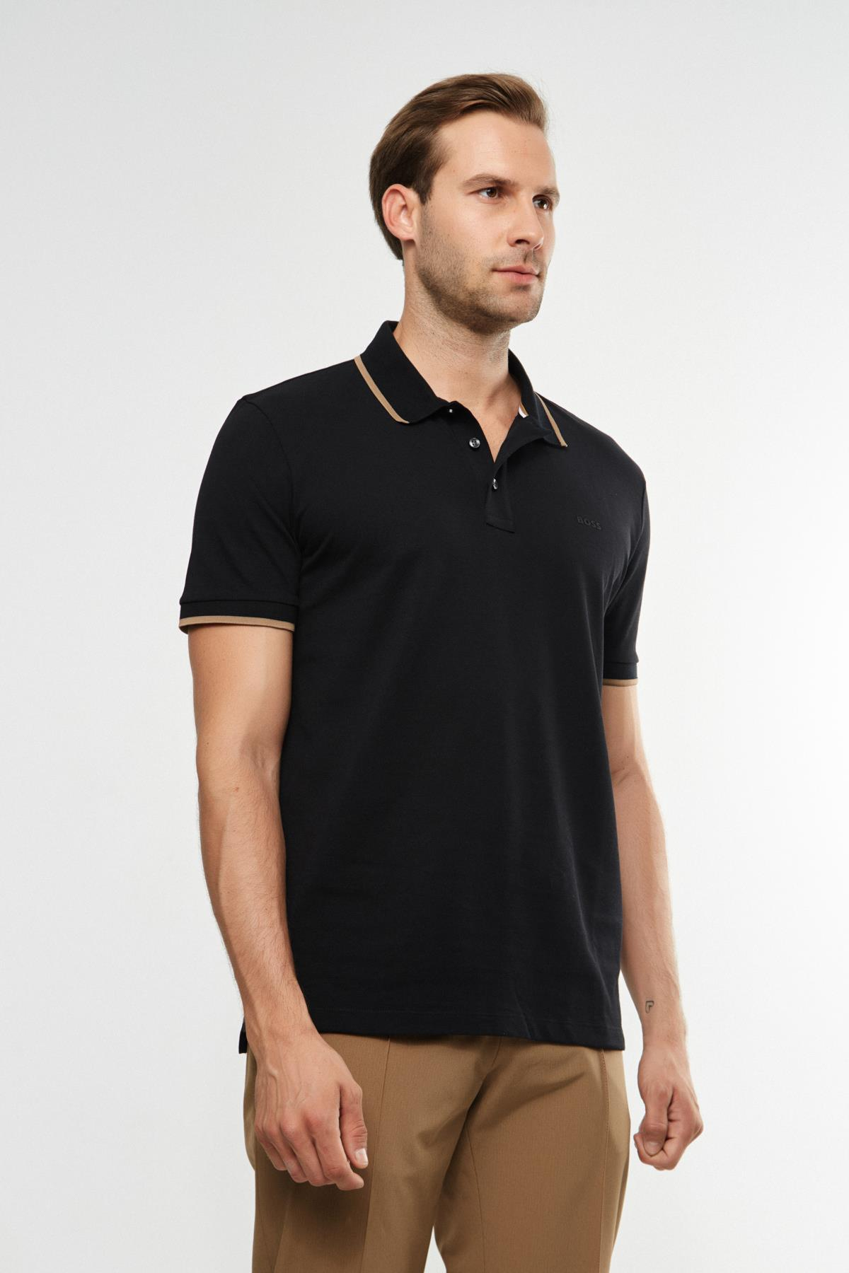 BossLacivert Yaka Detaylı Polo Yaka T-shirt