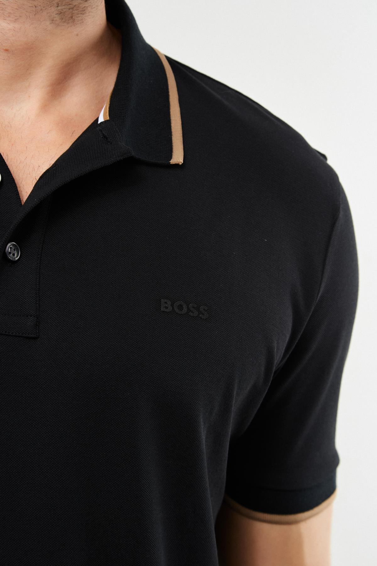 BossLacivert Yaka Detaylı Polo Yaka T-shirt