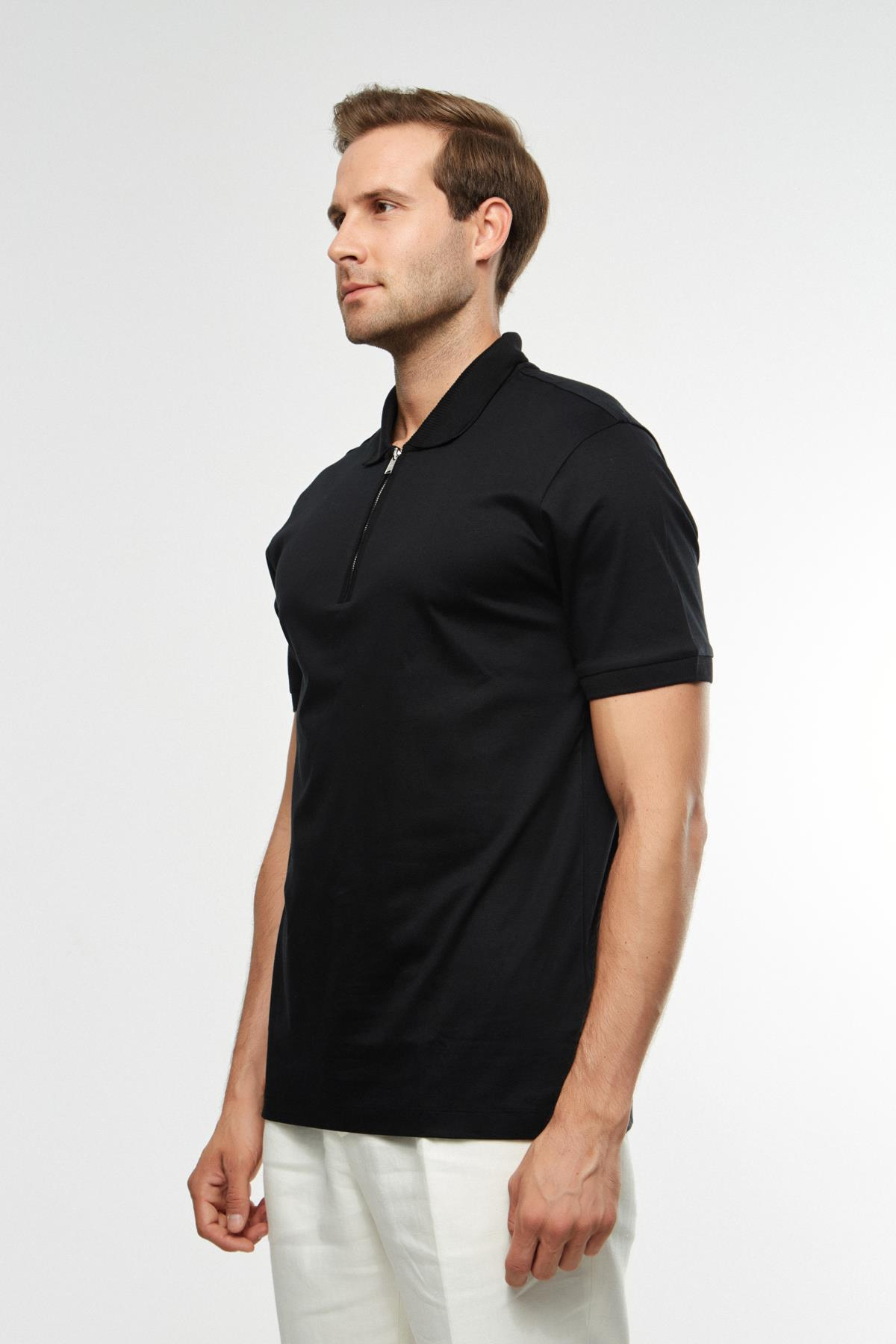 BossPamuklu Siyah Polo Yaka T-shirt
