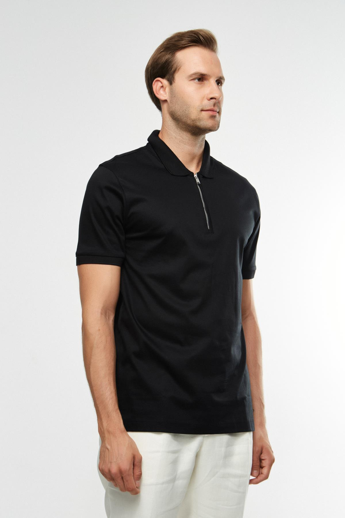 BossPamuklu Siyah Polo Yaka T-shirt