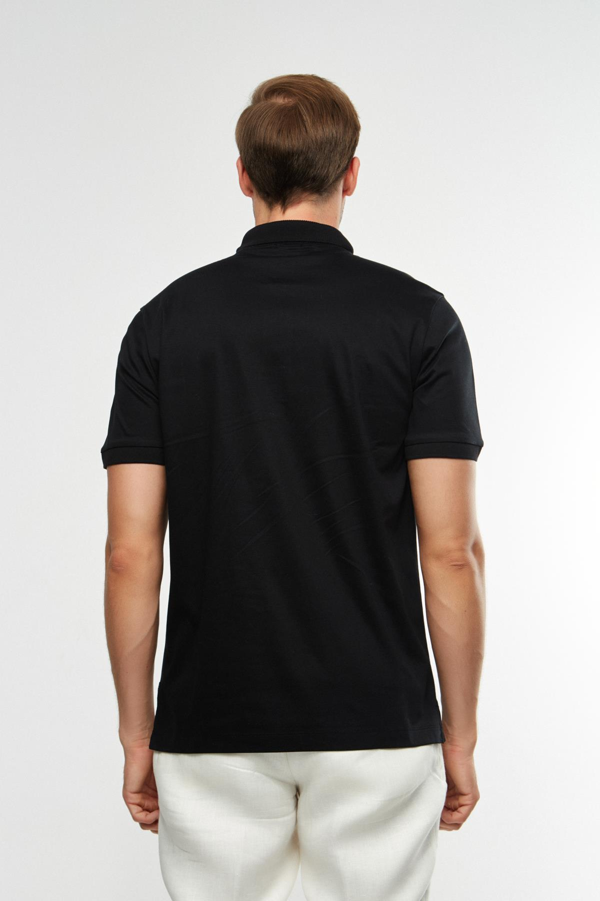 BossPamuklu Siyah Polo Yaka T-shirt