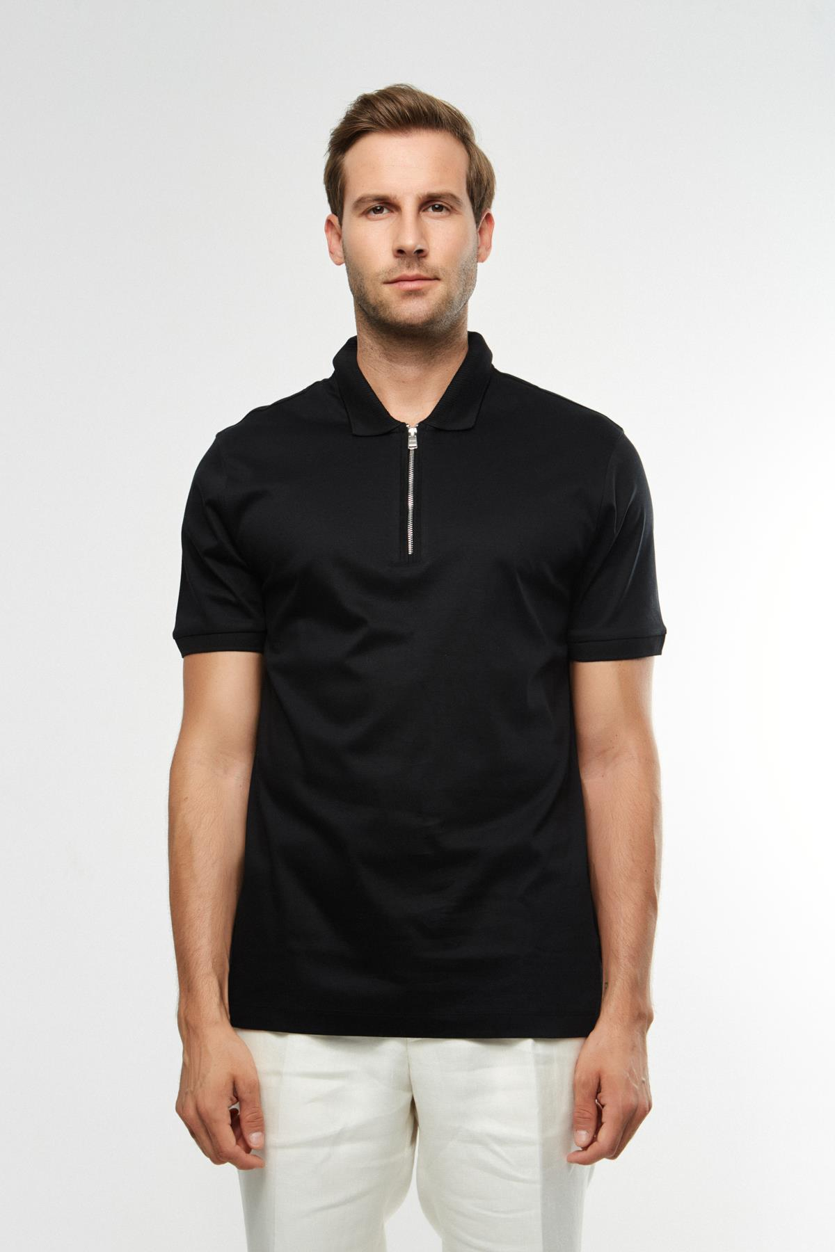 BossPamuklu Siyah Polo Yaka T-shirt