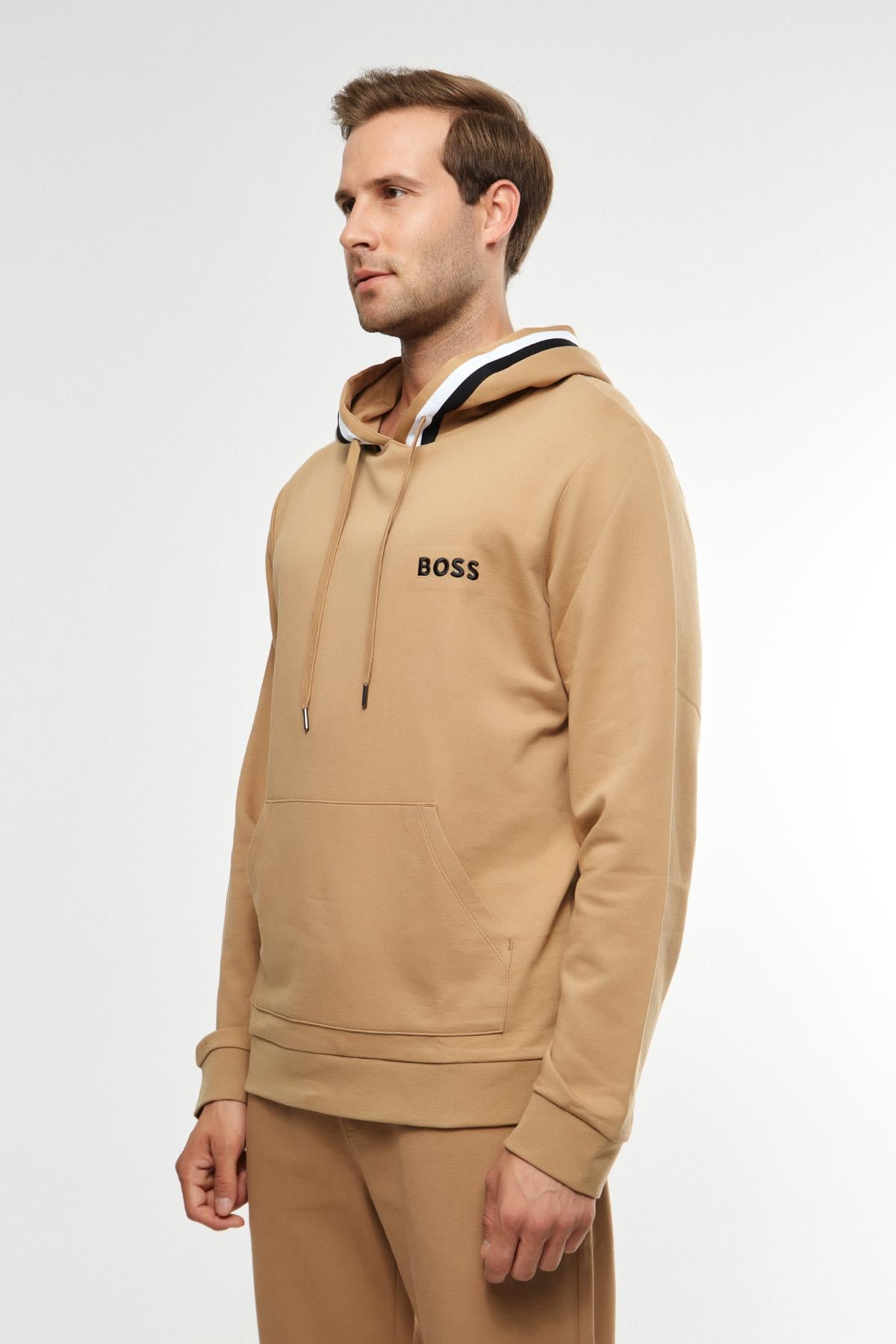 BossSlogan Detaylı Bej Sweatshirt