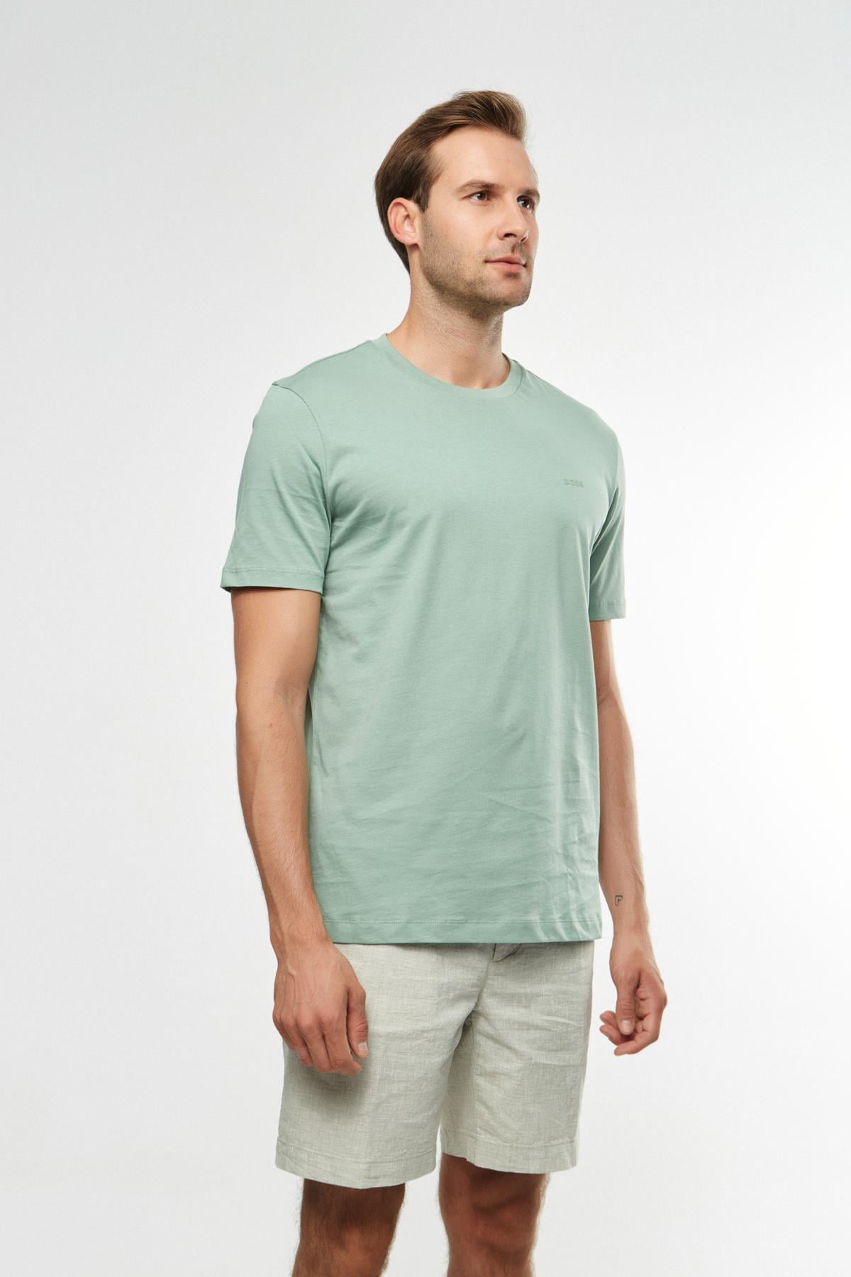 BossYeşil Bisiklet Yaka Basic T-shirt