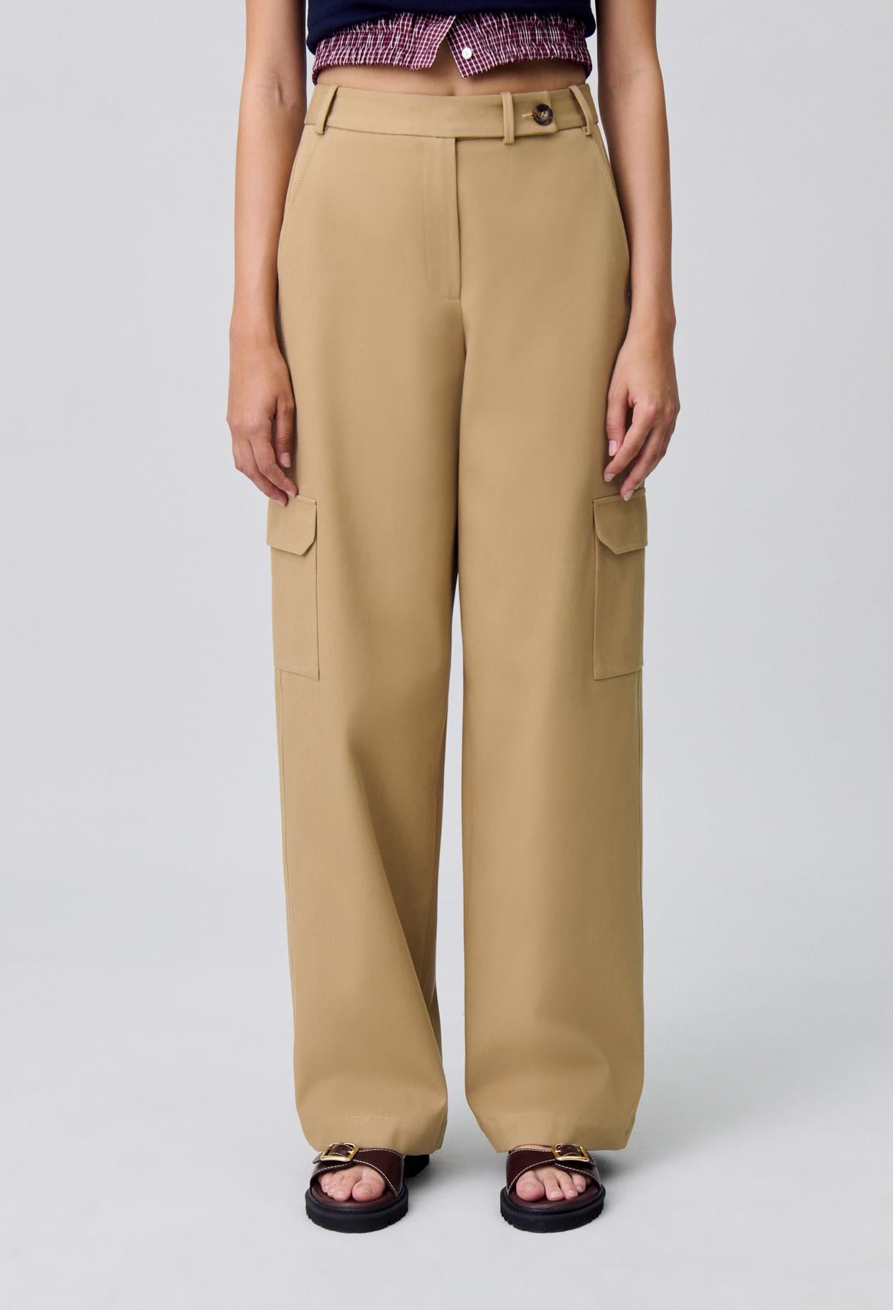 Claudie PierlotCamel Kargo Cep Pantolon