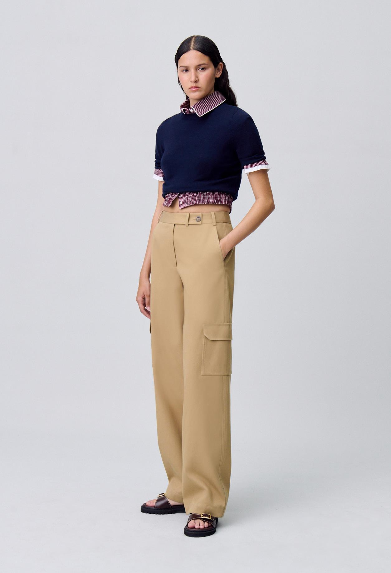 Claudie PierlotCamel Kargo Cep Pantolon