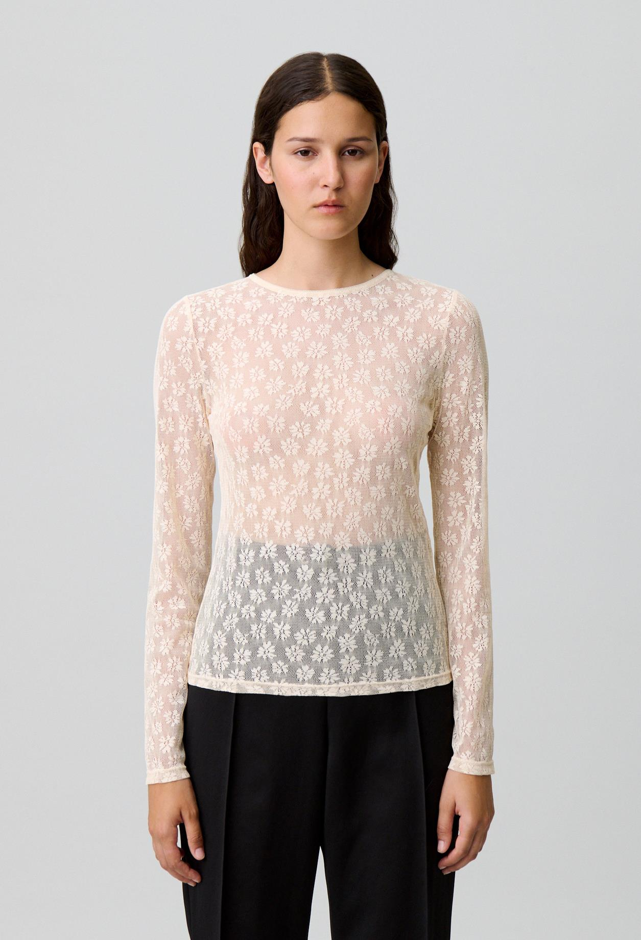 Claudie PierlotEkru Transparan Bluz