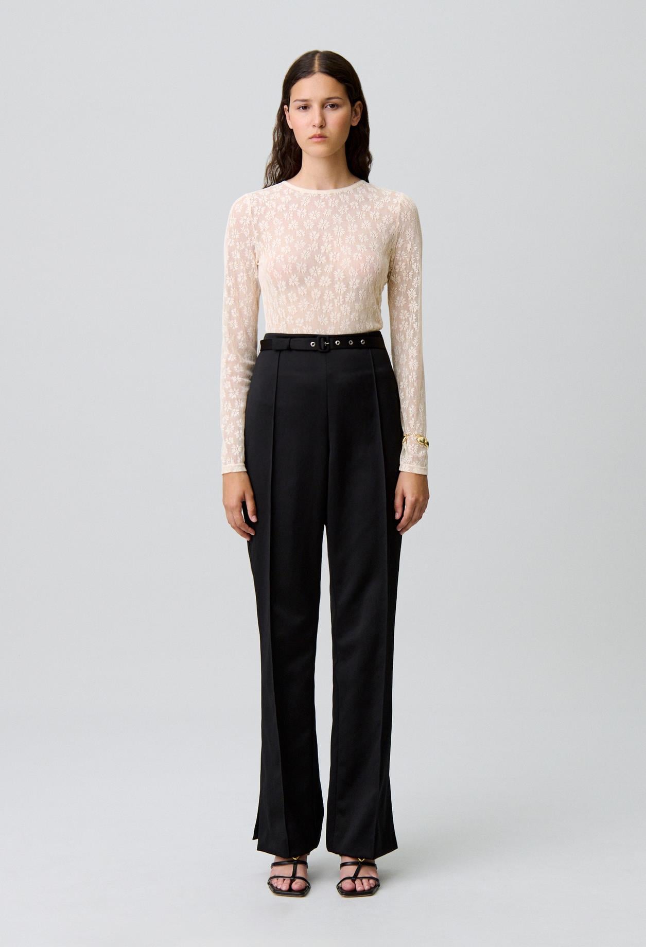 Claudie PierlotEkru Transparan Bluz