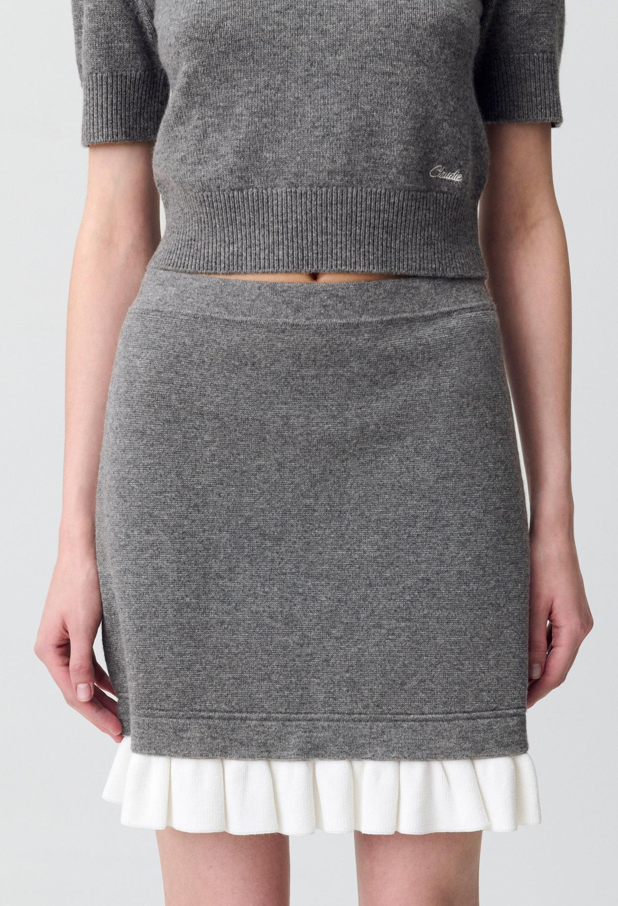 Claudie PierlotGri Pileli Triko Etek