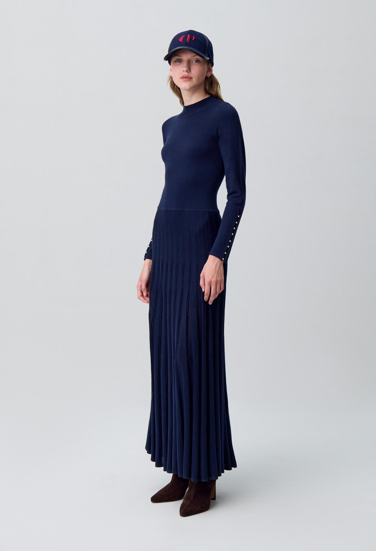 Claudie PierlotLacivert Maxi Triko Elbise
