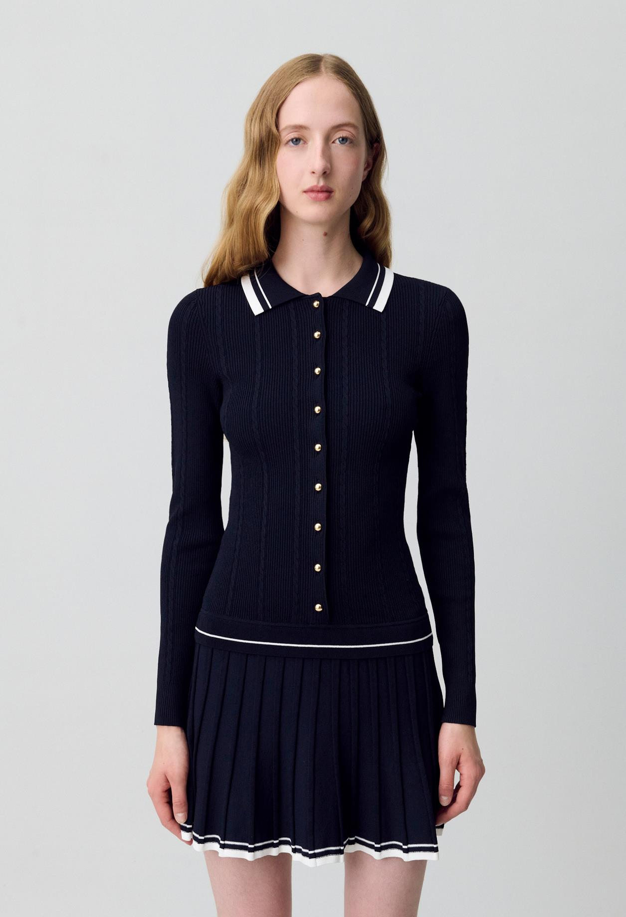 Claudie PierlotLacivert Mini Triko Elbise