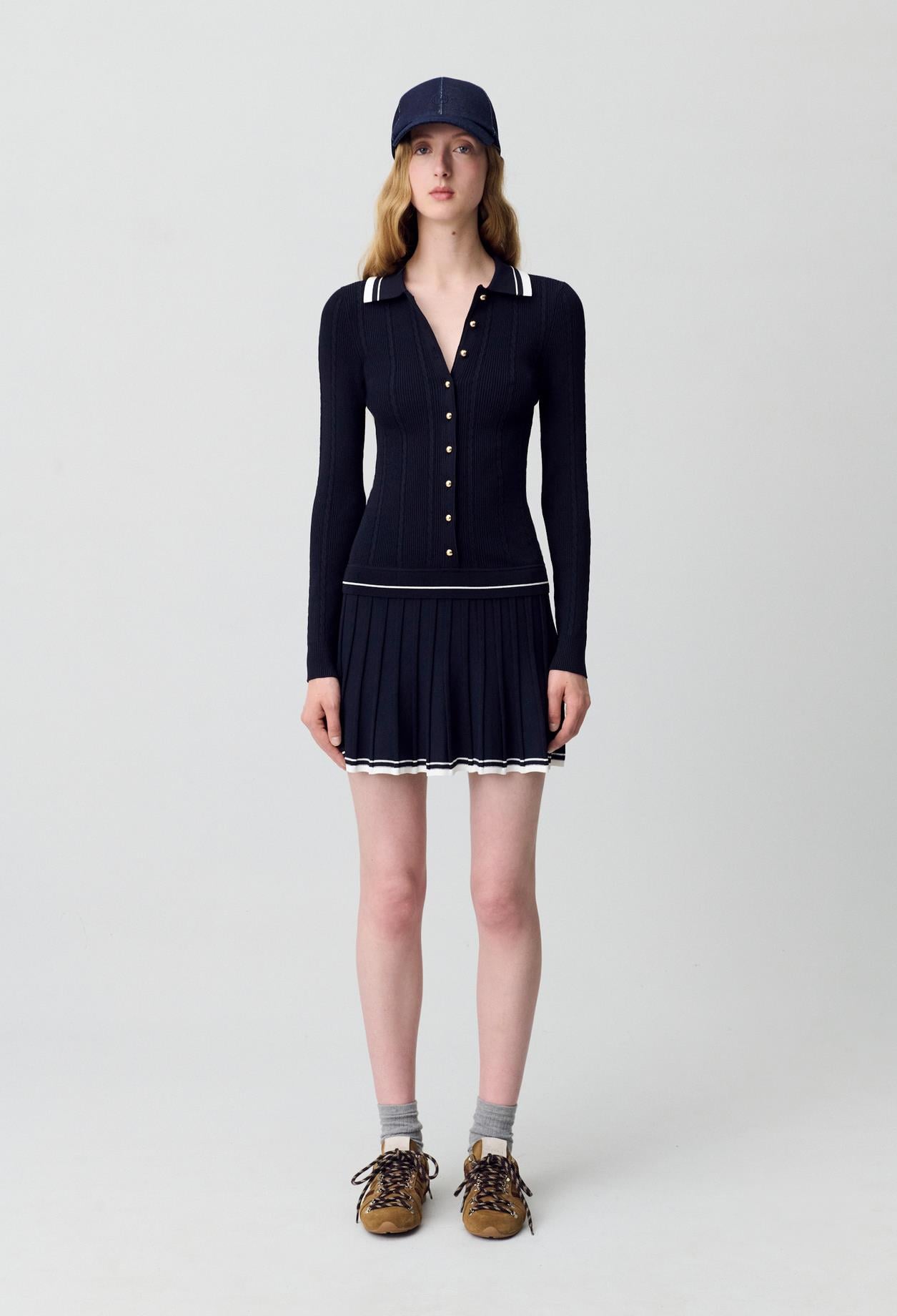 Claudie PierlotLacivert Mini Triko Elbise
