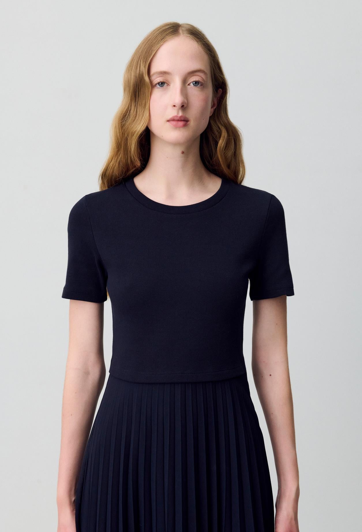 Claudie PierlotLacivert Pile Etek Detaylı Midi Elbise