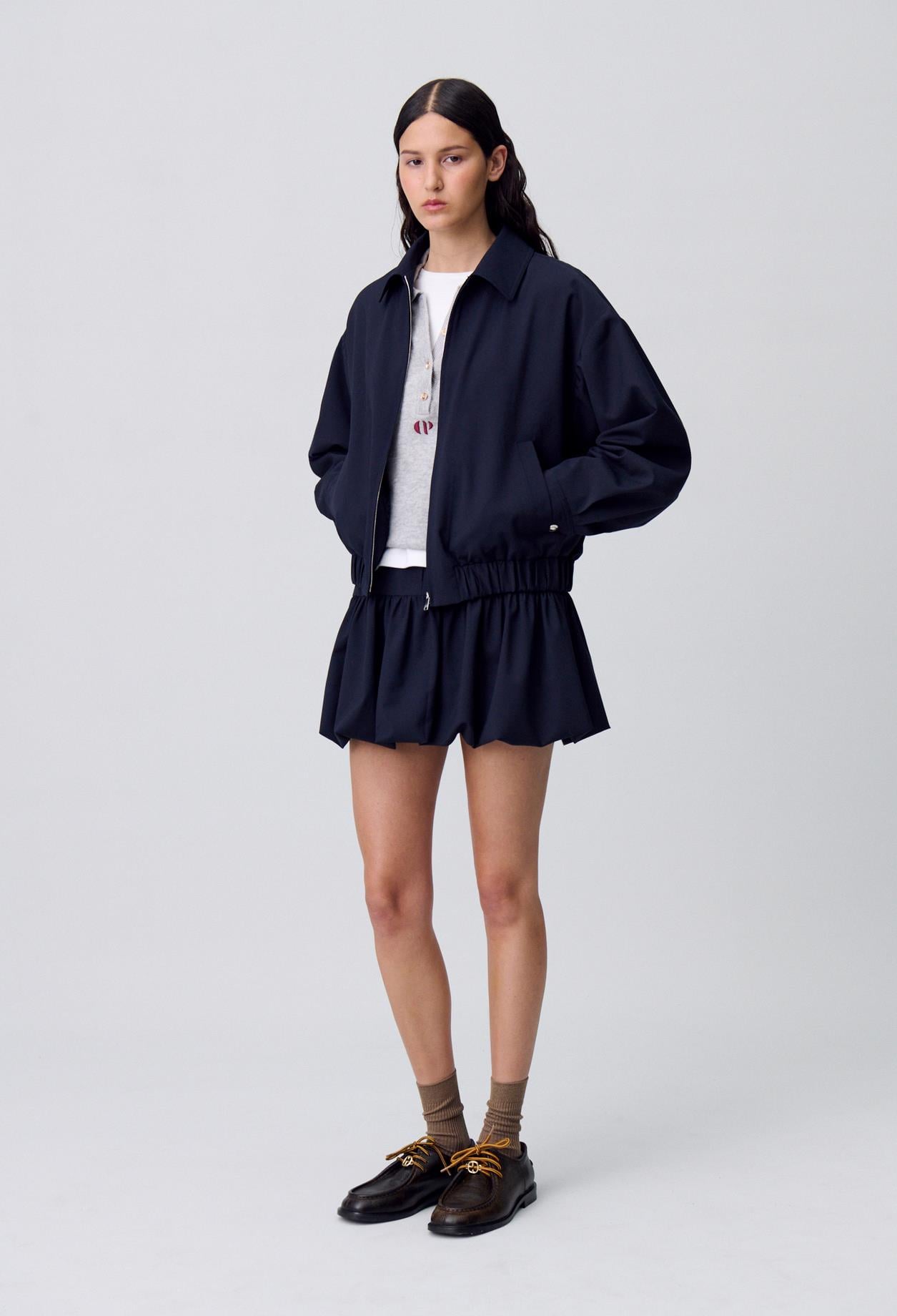 Claudie PierlotLacivert Yün Mini Balon Etek