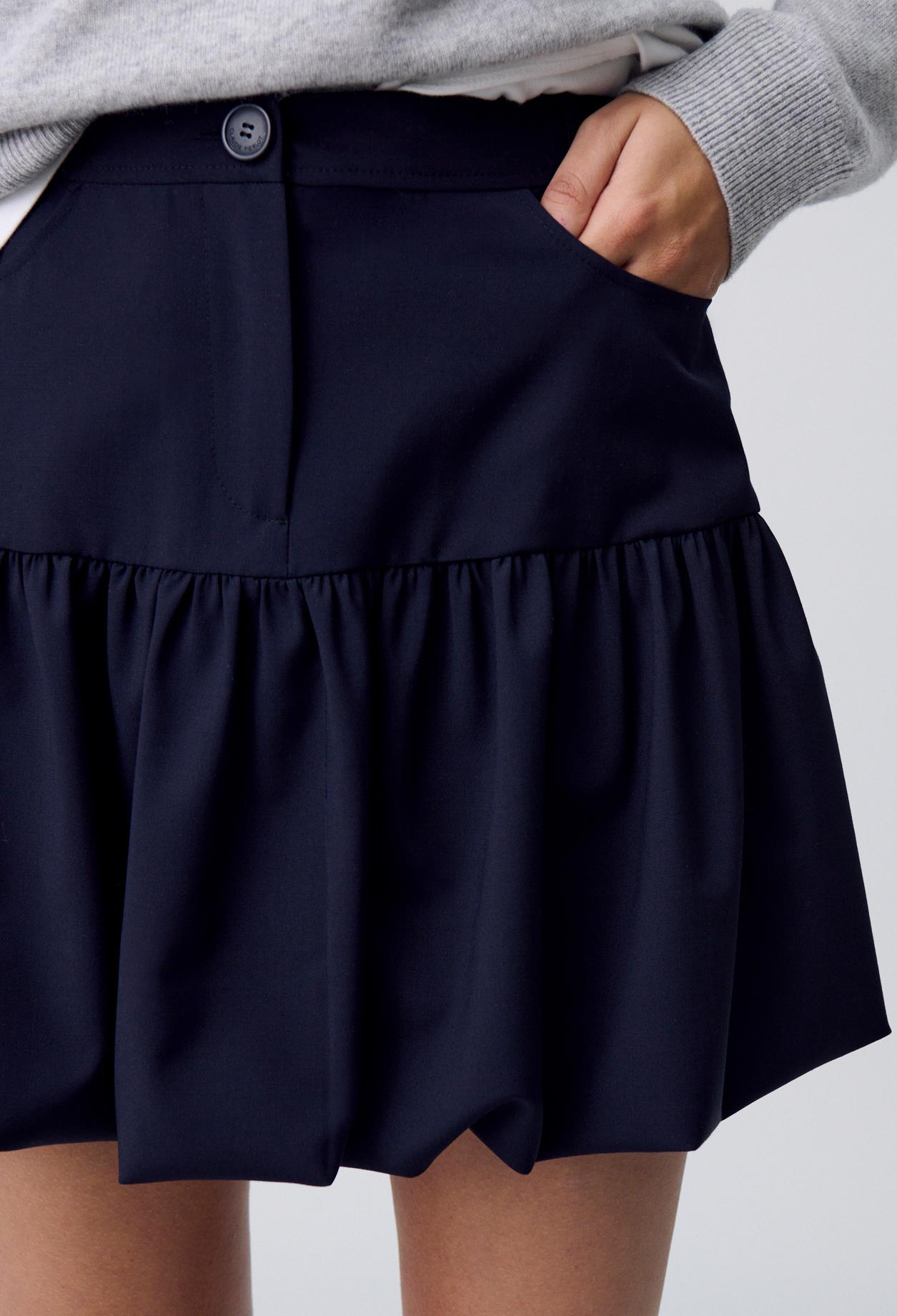 Claudie PierlotLacivert Yün Mini Balon Etek