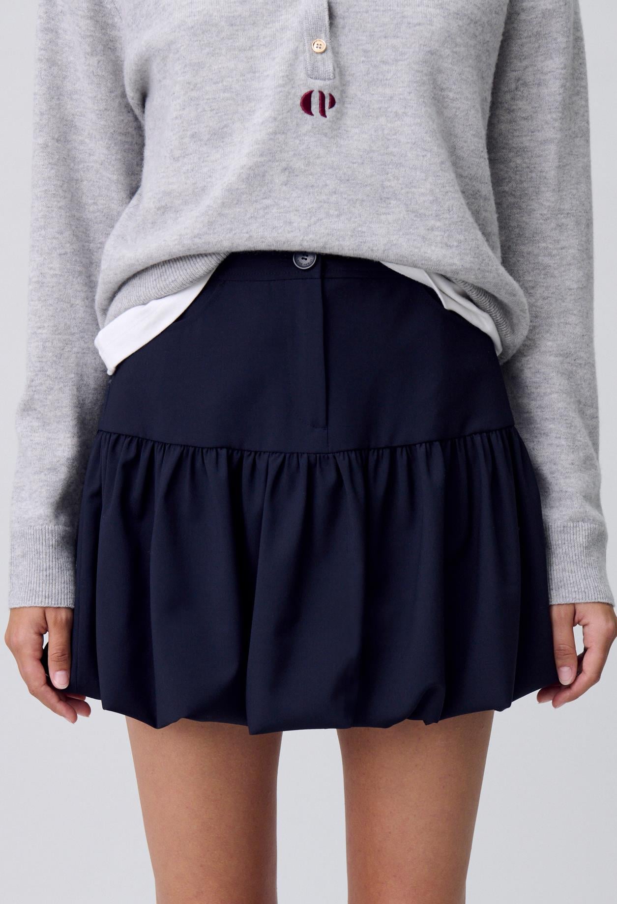 Claudie PierlotLacivert Yün Mini Balon Etek