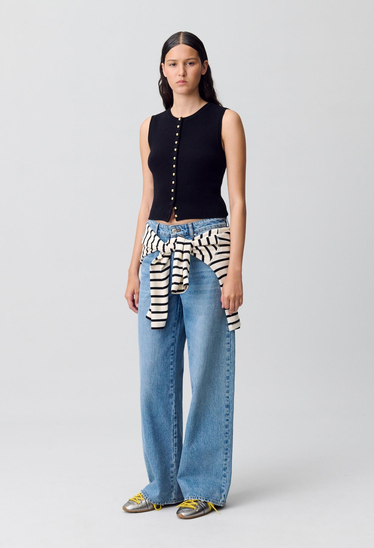 Claudie PierlotSiyah Düğmeli Triko Top