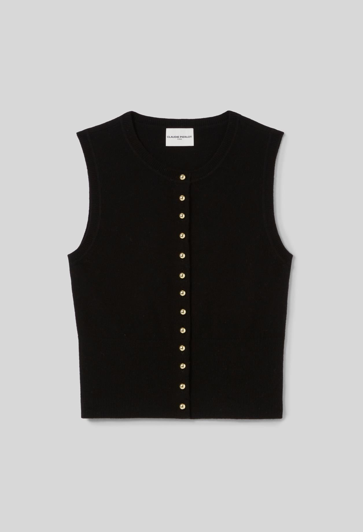 Claudie PierlotSiyah Düğmeli Triko Top
