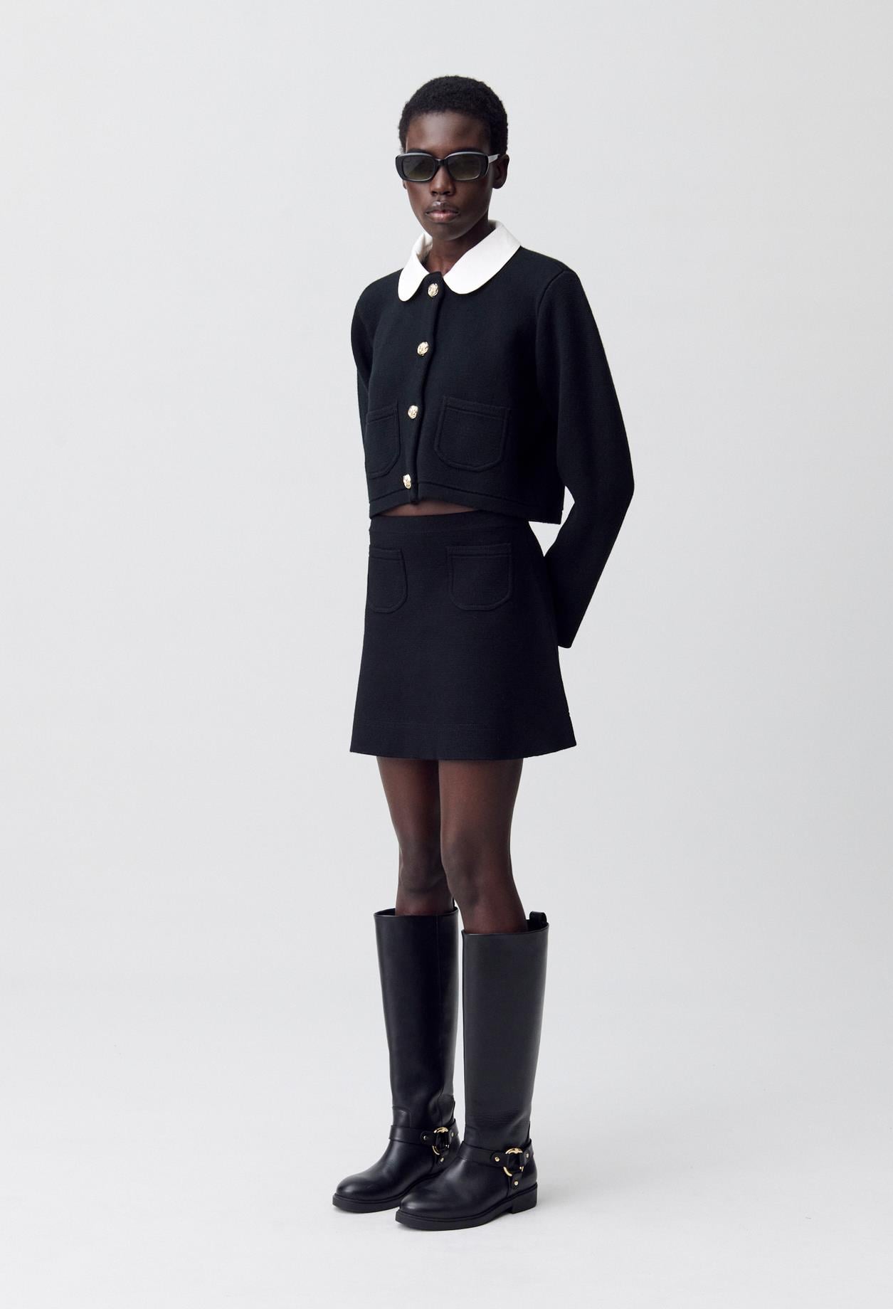 Claudie PierlotSiyah Mini Triko Etek