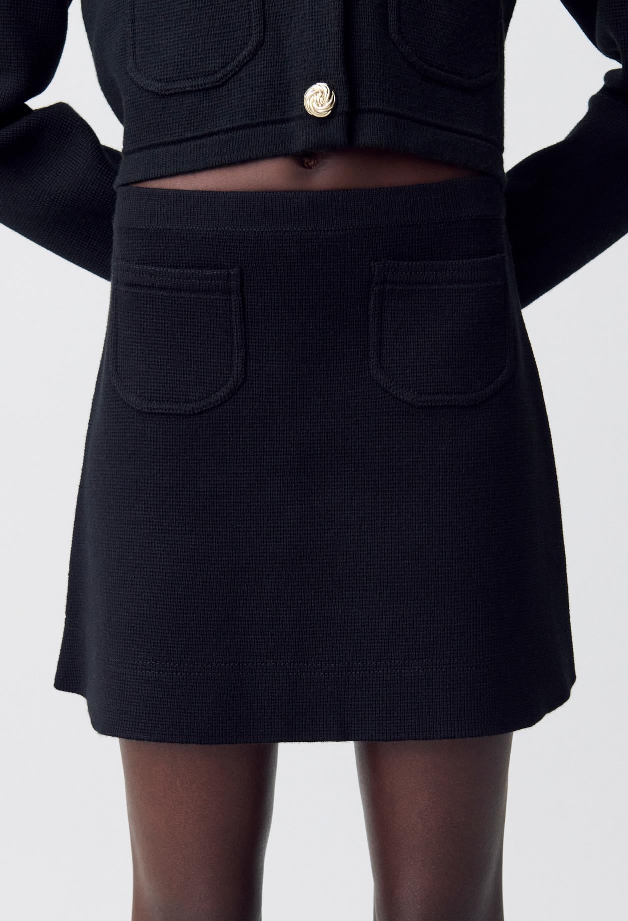 Claudie PierlotSiyah Mini Triko Etek