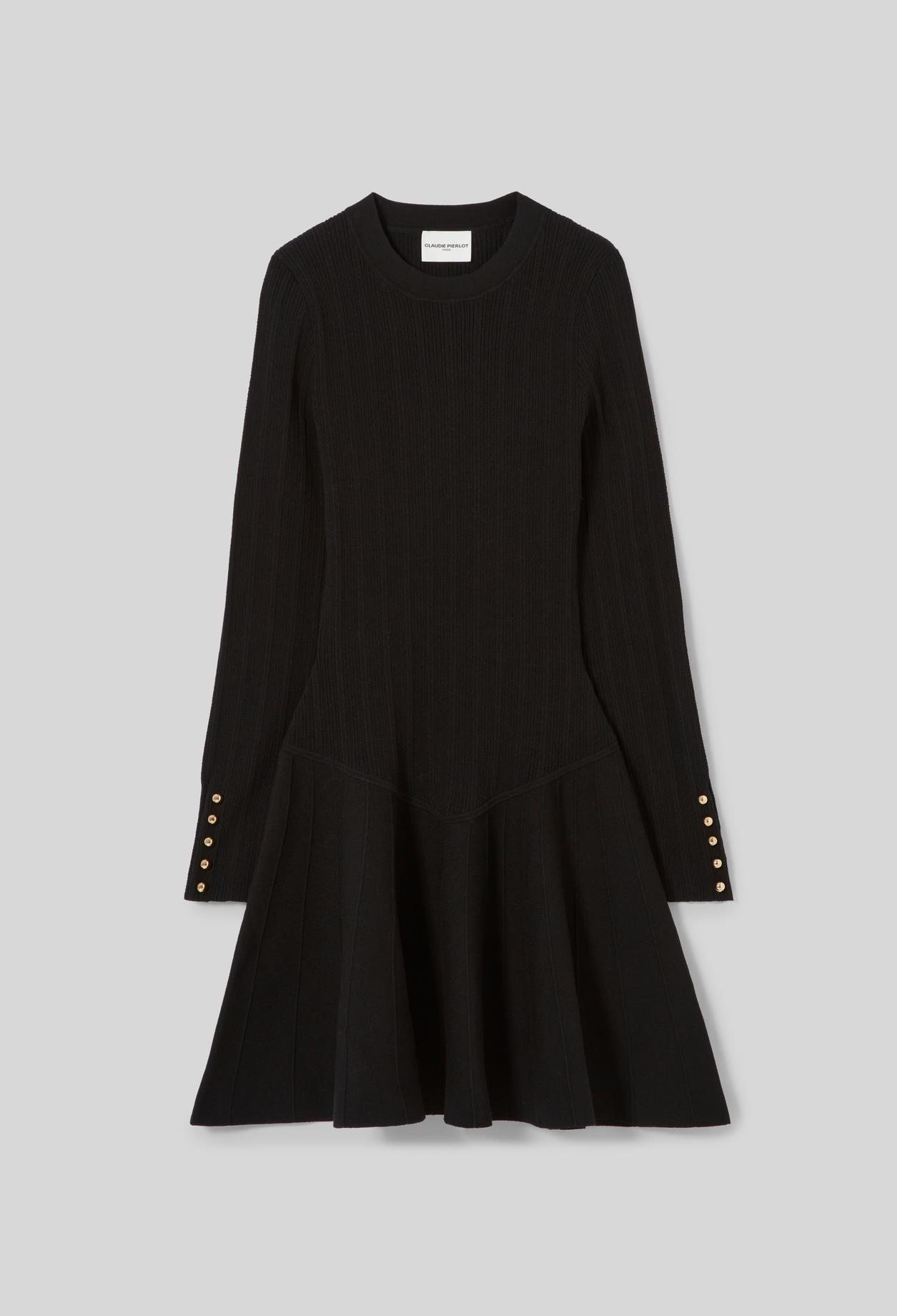 Claudie PierlotSiyah Triko Patenci Elbise