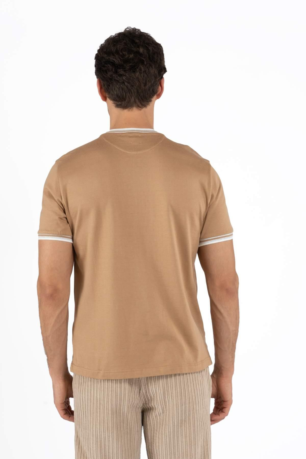 EleventyBisiklet Yaka Taba Triko T-shirt