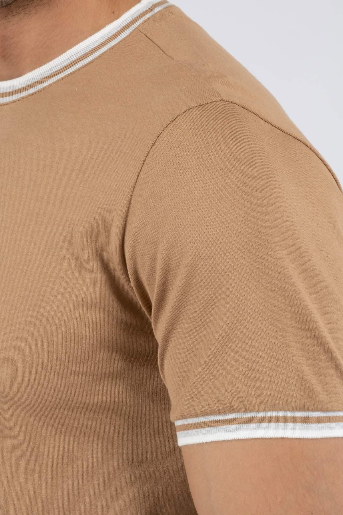 EleventyBisiklet Yaka Taba Triko T-shirt