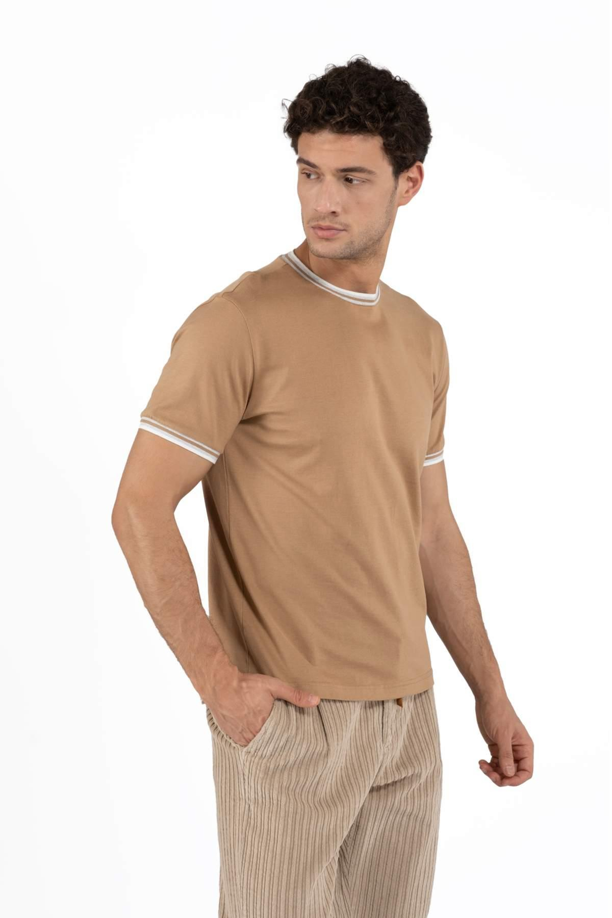 EleventyBisiklet Yaka Taba Triko T-shirt