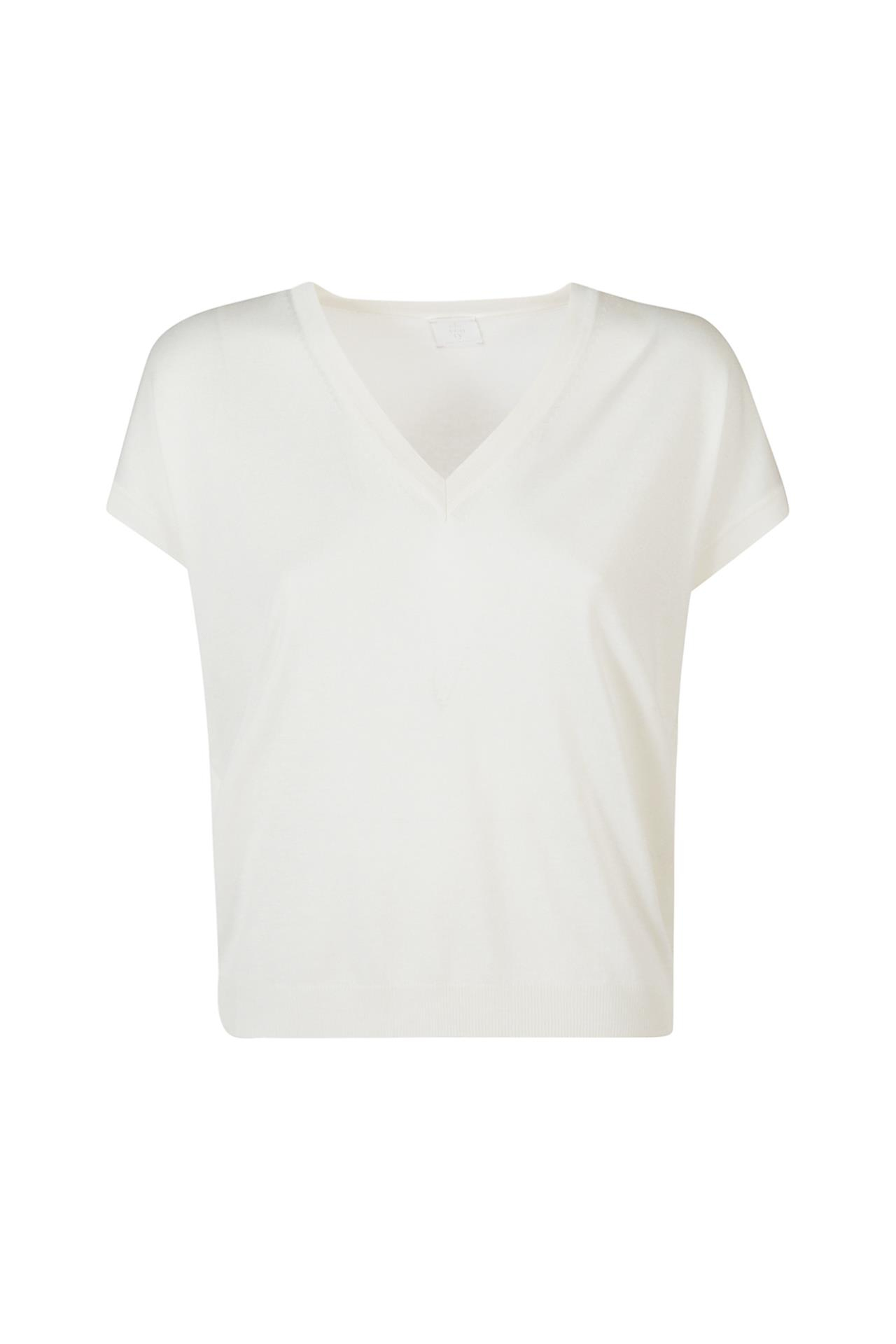 Eleventyİpek Karışımlı V Yaka Kadın T-Shirt