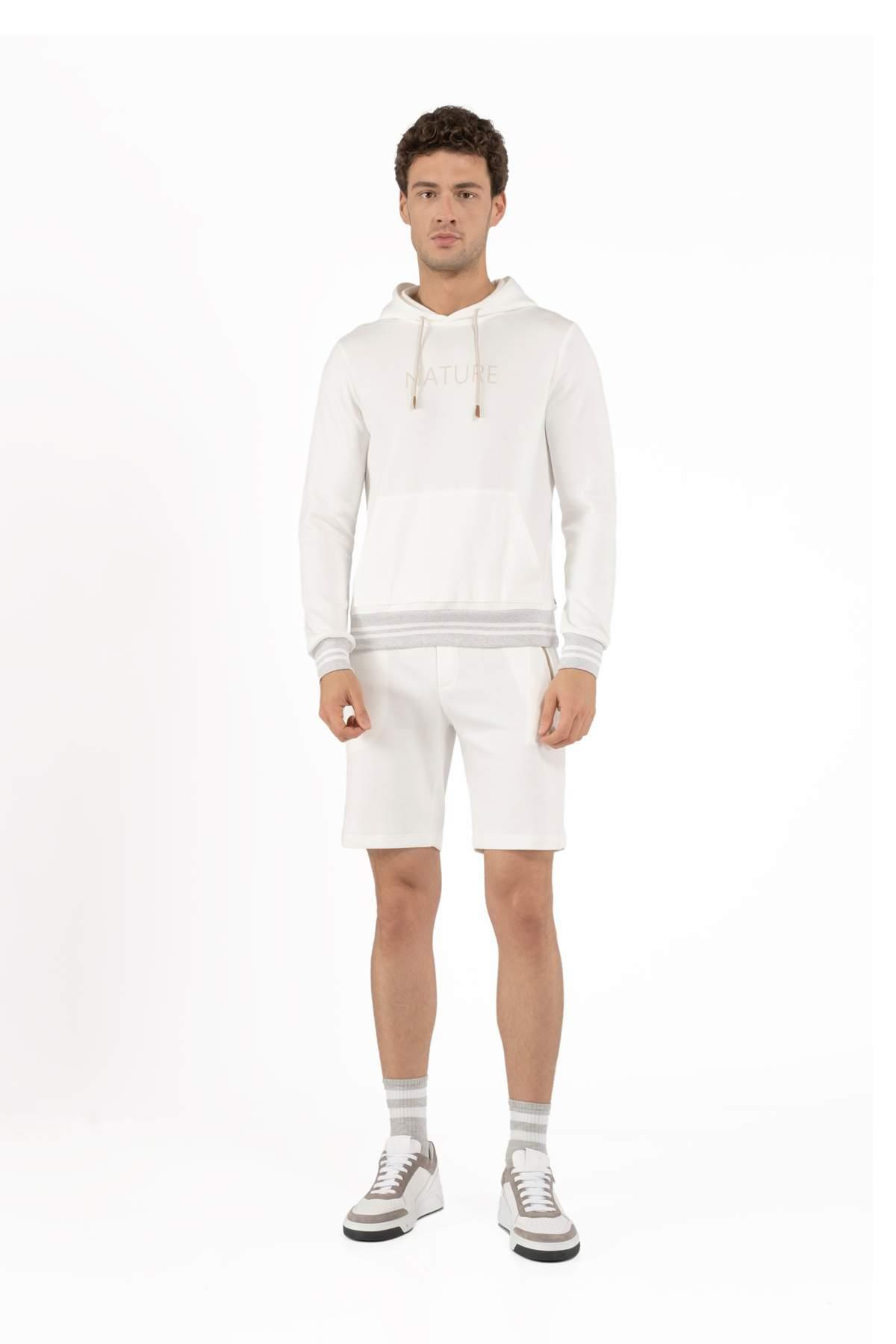 EleventyKapüşonlu Beyaz ''Nature'' Sweatshirt 