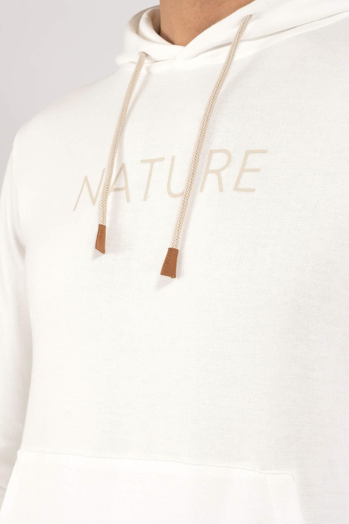 EleventyKapüşonlu Beyaz ''Nature'' Sweatshirt 
