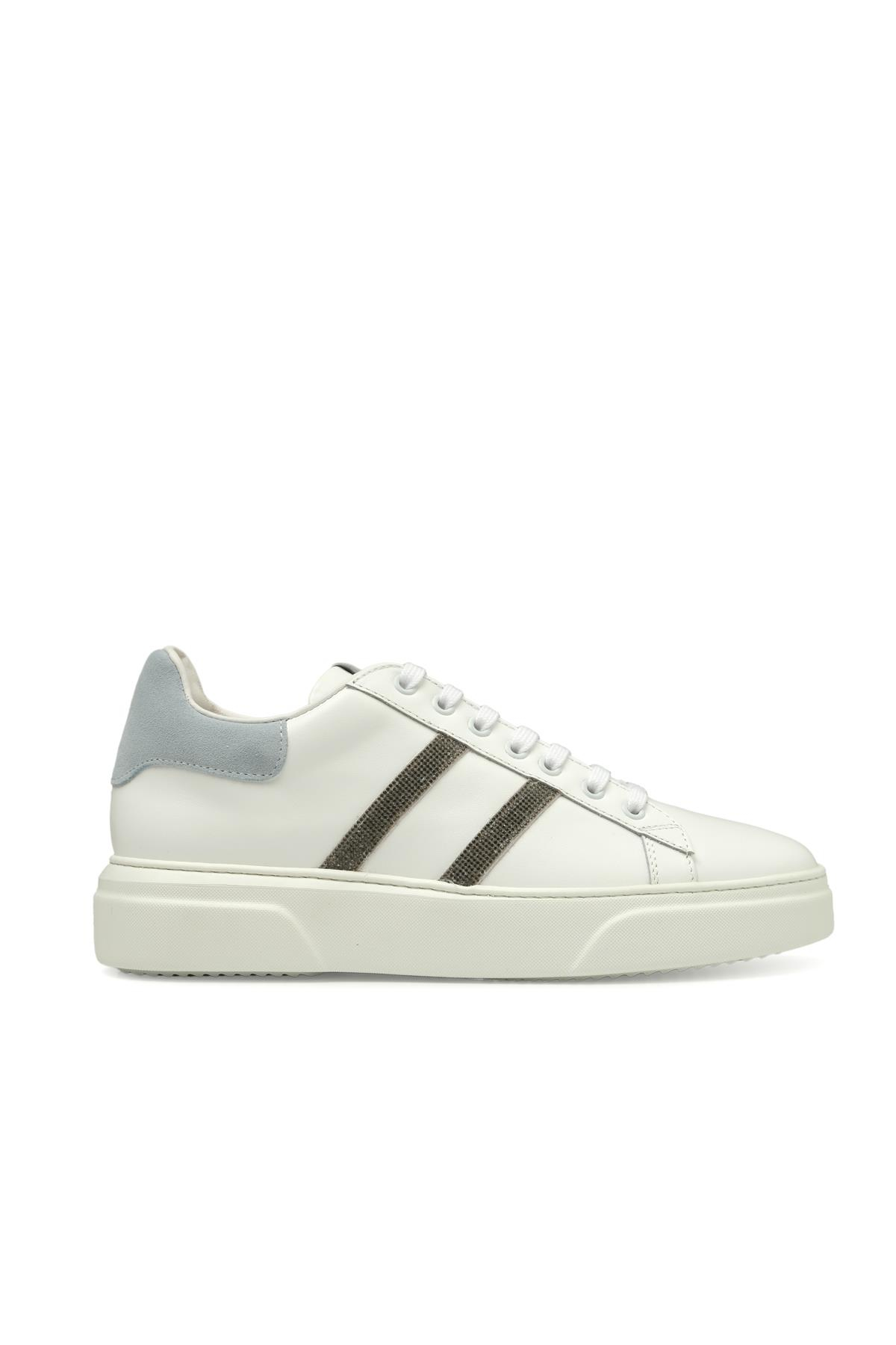 EleventyMavİ Süet Detaylı Beyaz Sneaker