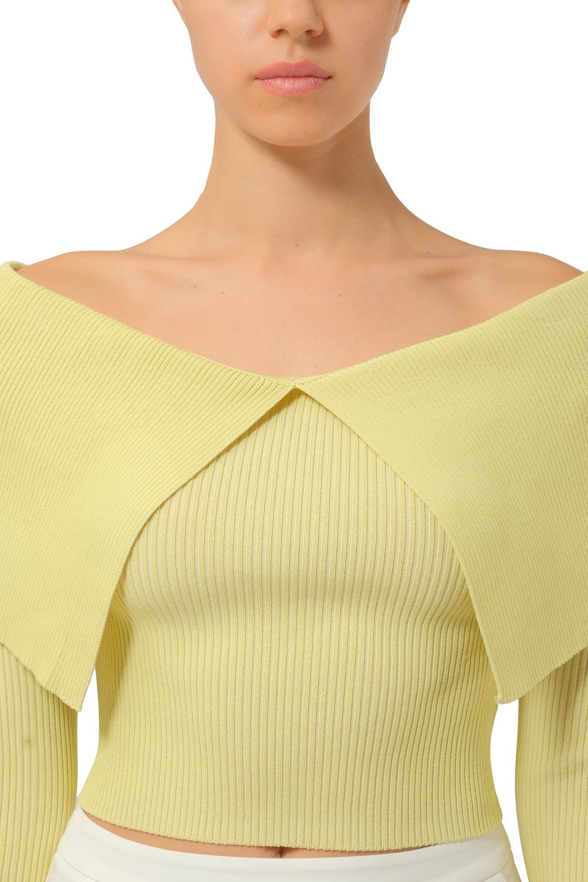 Erika CavalliniKayık Yaka Triko Crop Üst
