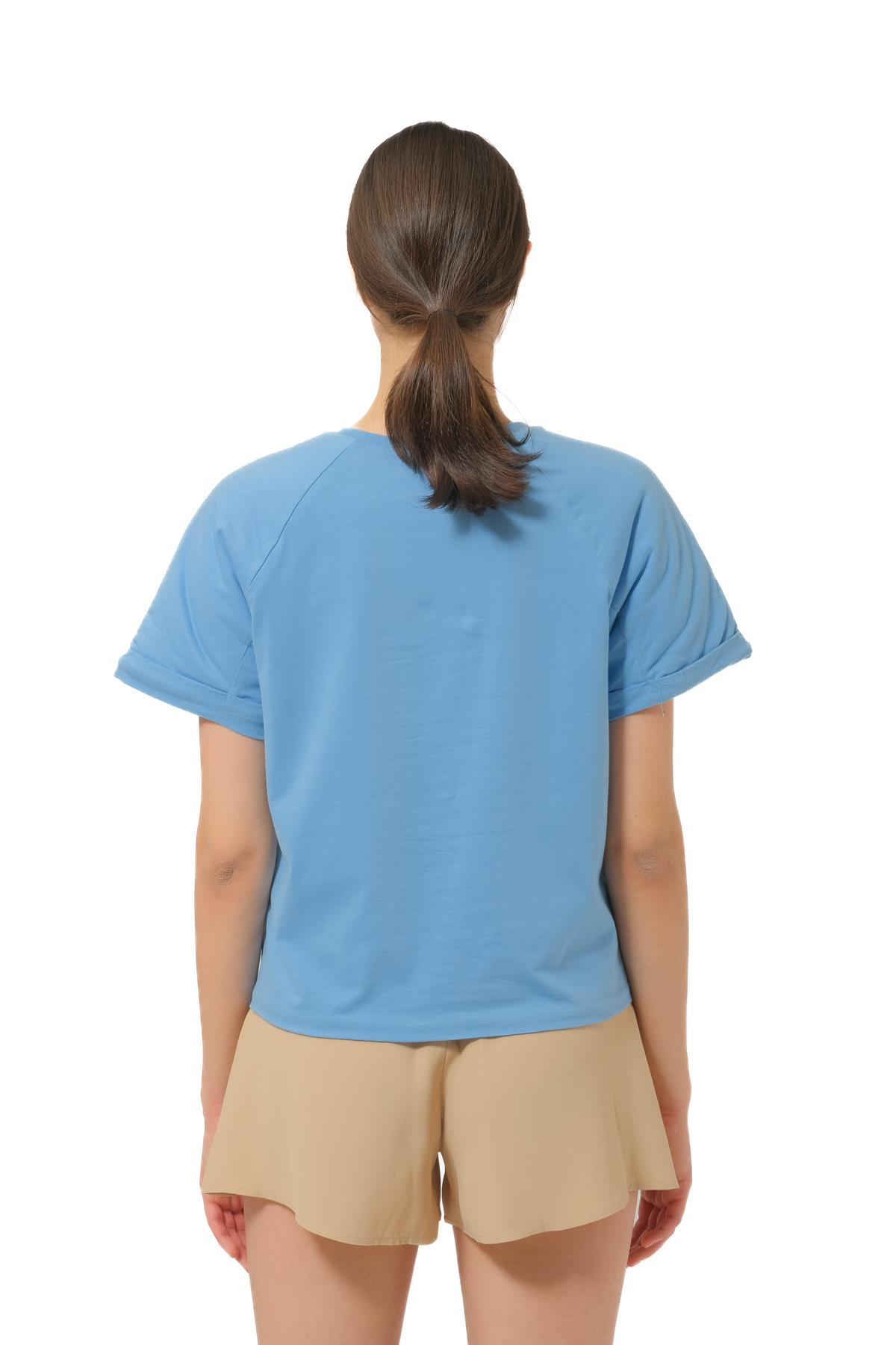 Federica TossiDolgulu Kol Detaylı Mavi T-shirt
