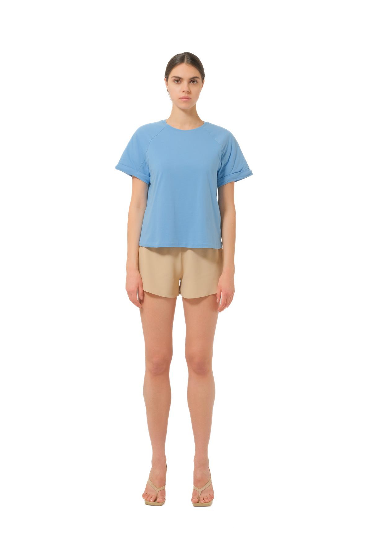 Federica TossiDolgulu Kol Detaylı Mavi T-shirt