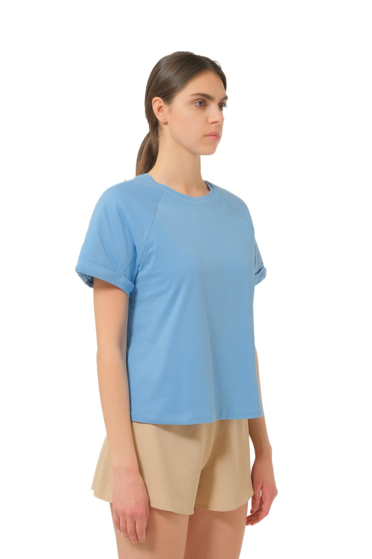 Federica TossiDolgulu Kol Detaylı Mavi T-shirt