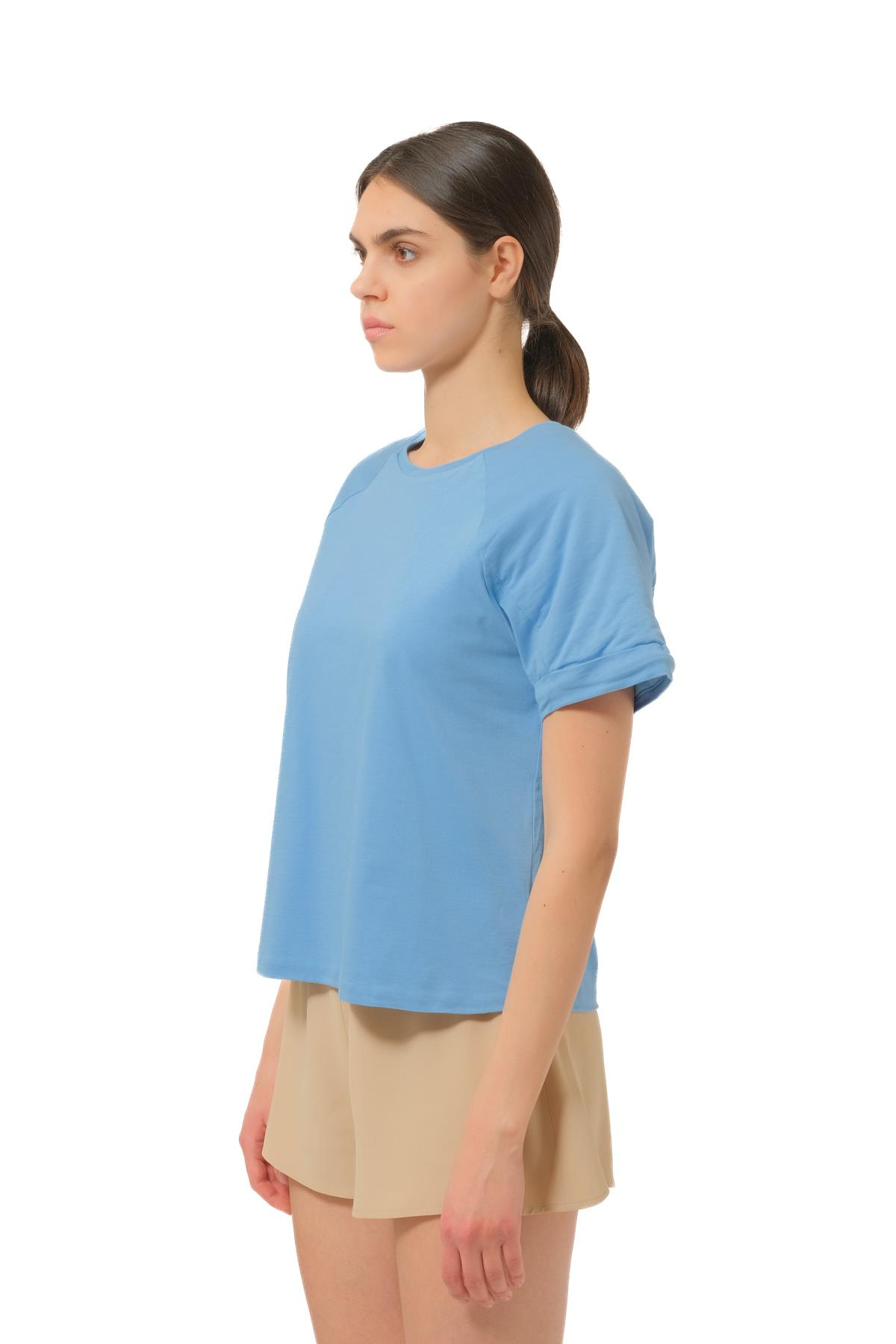 Federica TossiDolgulu Kol Detaylı Mavi T-shirt