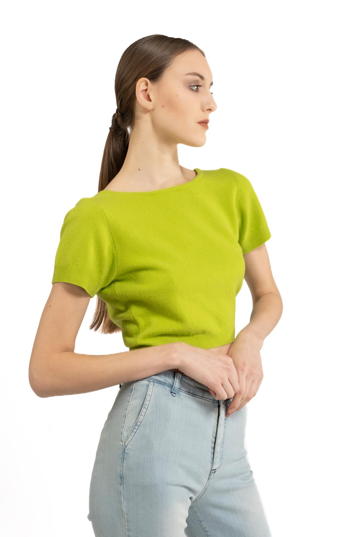 Federica TossiYeşil Kaşmir Crop Triko