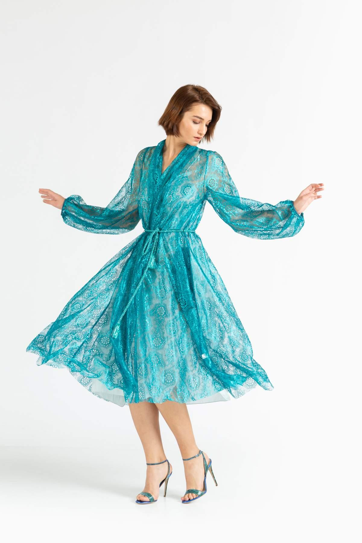 Forte ForteFORTE FORTE Halat Kemerli Astarlı Kaftan