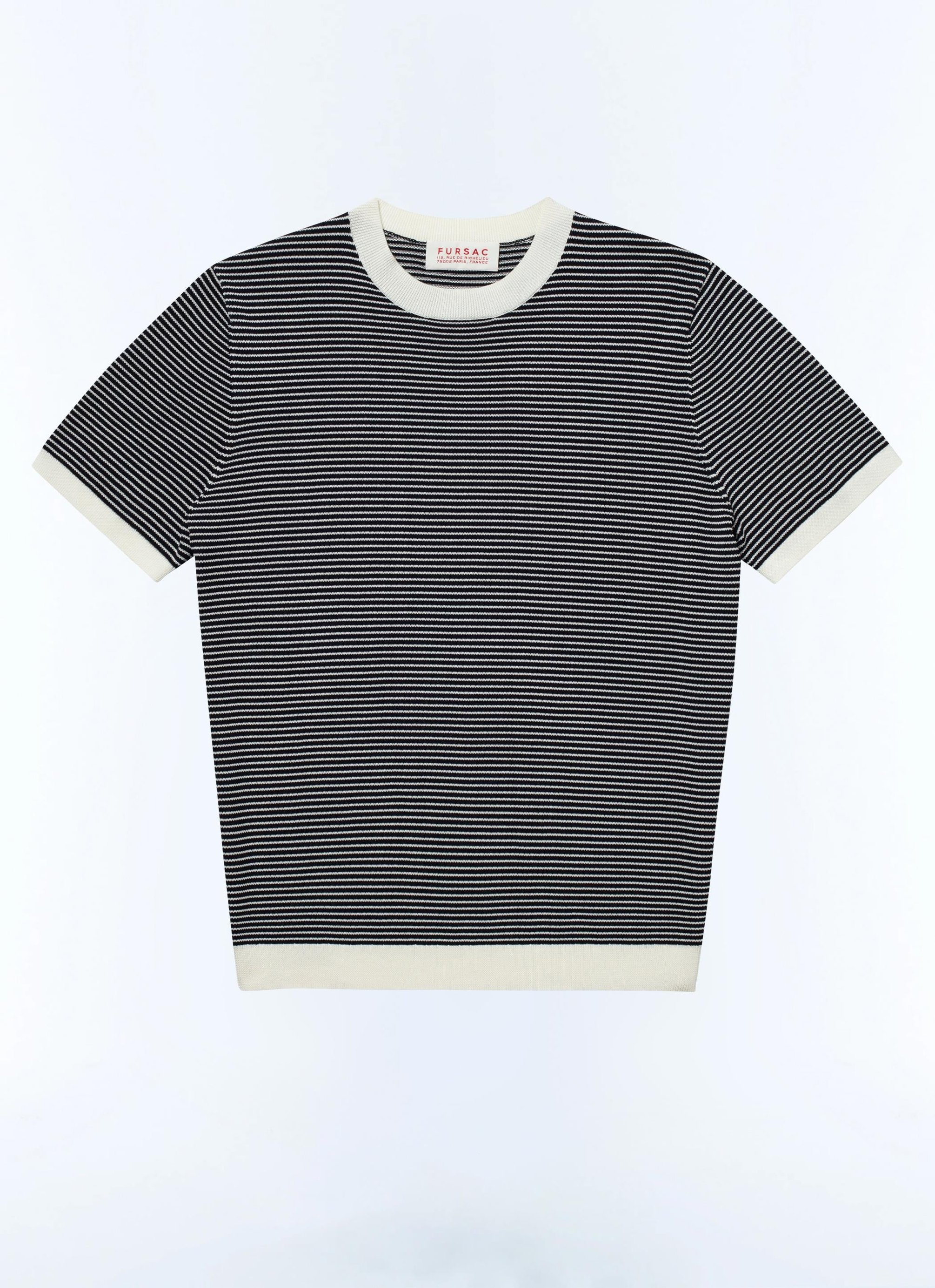 FursacÇizgili Merserize Pamuklu T-Shirt
