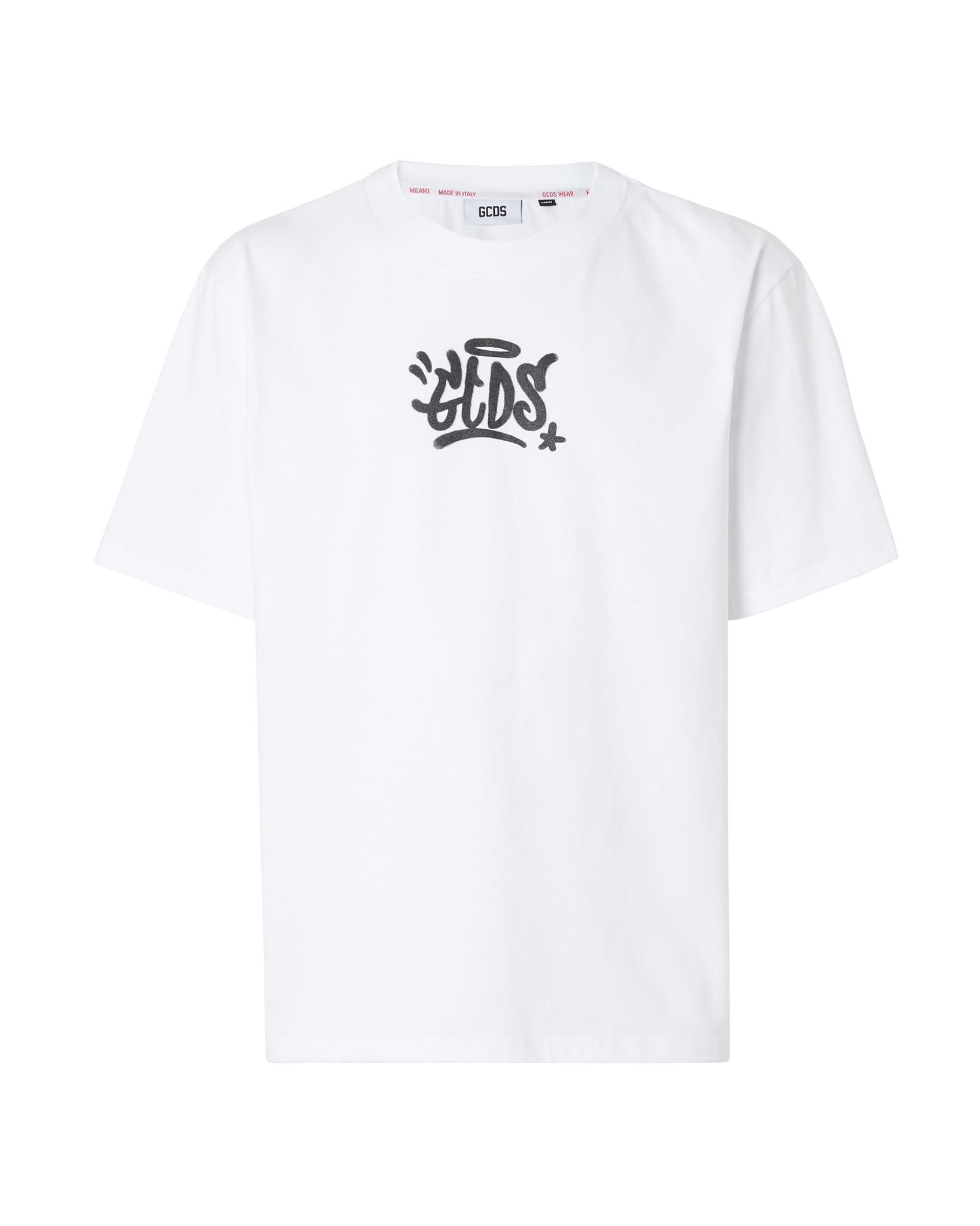 GCDSBeyaz Logo Detaylı Erkek T-shirt