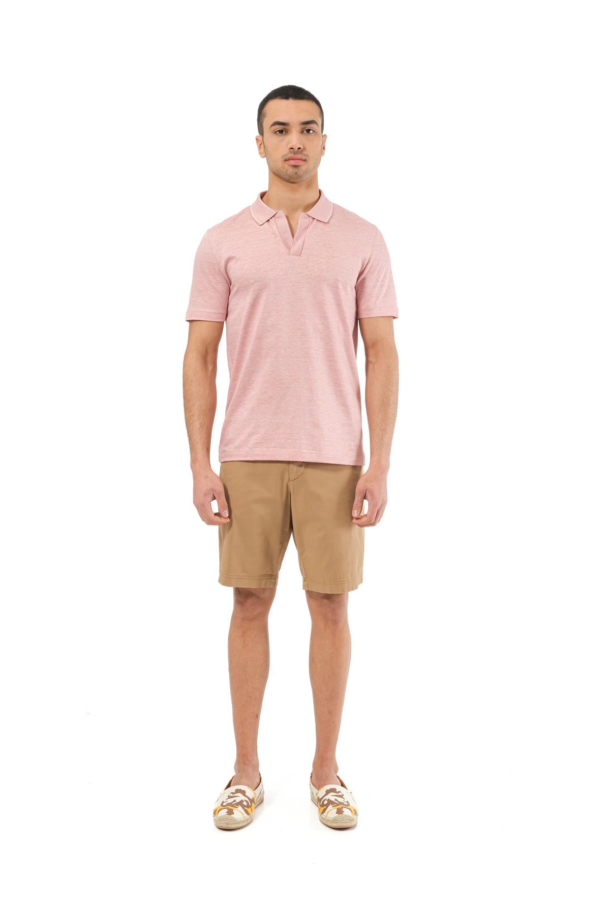 Hugo BossPembe Keten Karışımlı Polo Yaka T-shirt