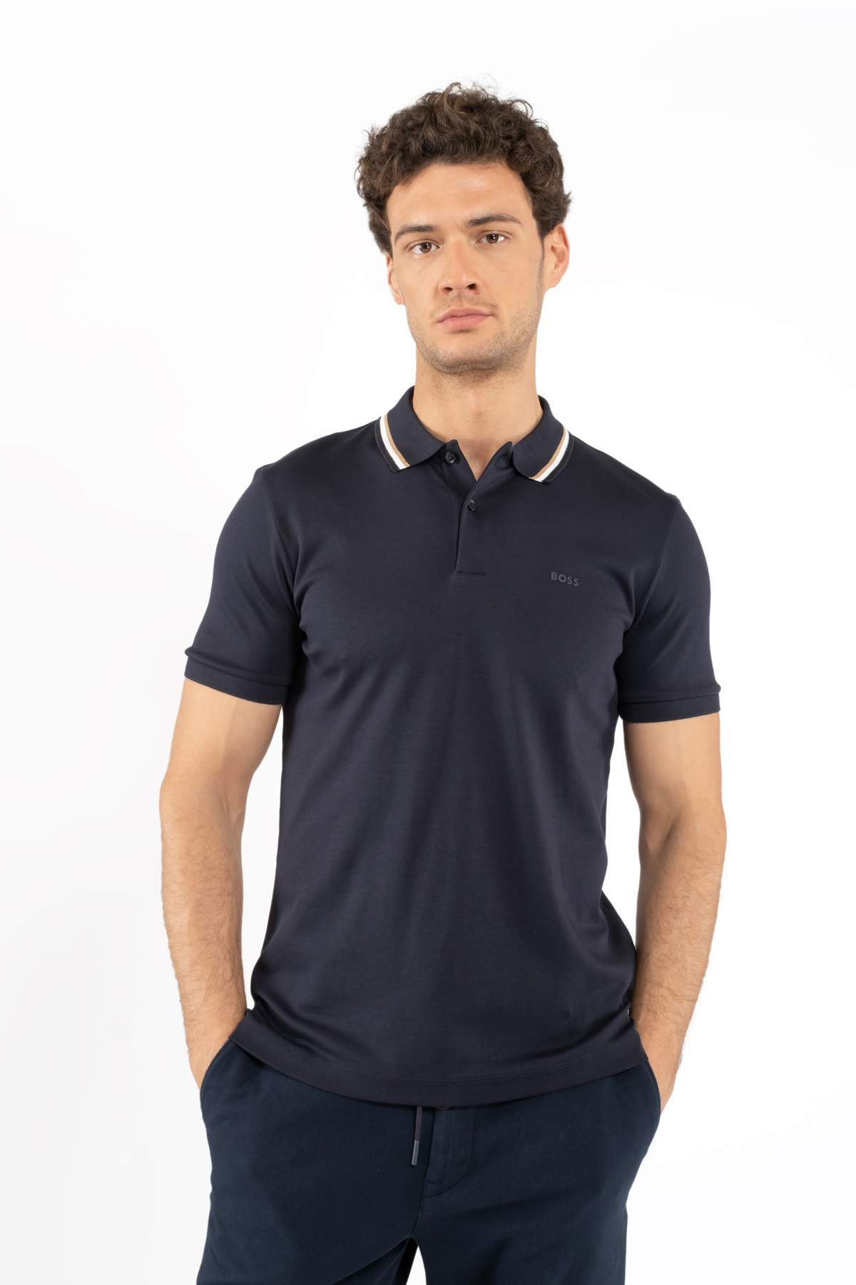 Hugo BossYaka Detaylı Polo Yaka Lacivert T-shirt