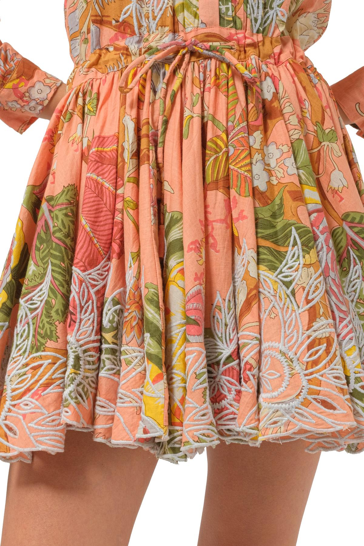 Juliet DunnFloral Desen Pilise Etekli Mini Elbise
