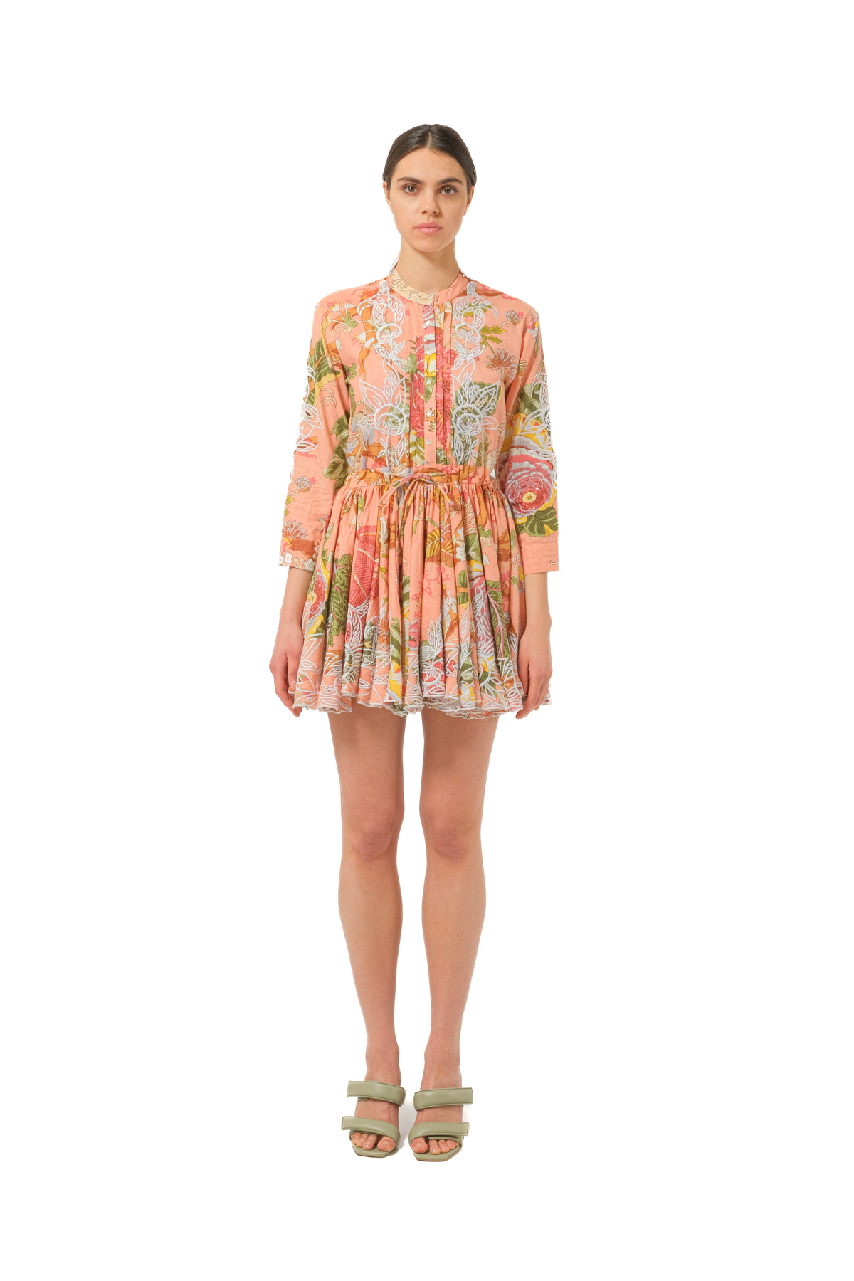 Juliet DunnFloral Desen Pilise Etekli Mini Elbise